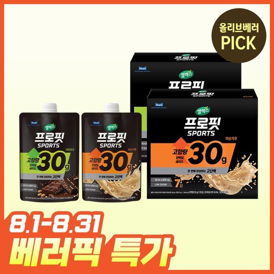 셀렉스 셀렉스 프로핏 SPORTS 단백질쉐이크 7입 2종 택1 (너티초코, 미숫가루)
