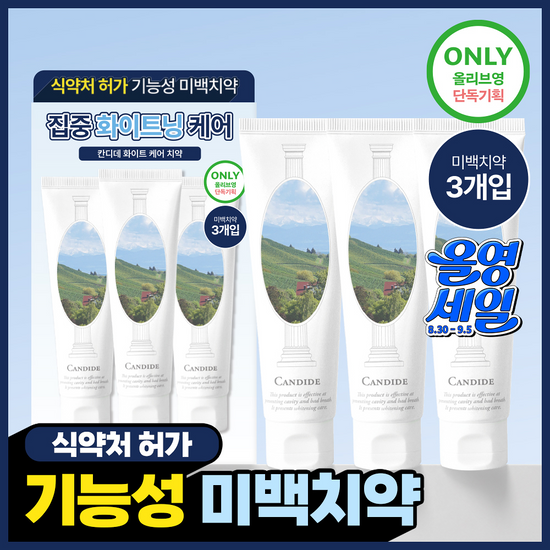 베러데이 칸디데 화이트케어 치약 100g X 3개입