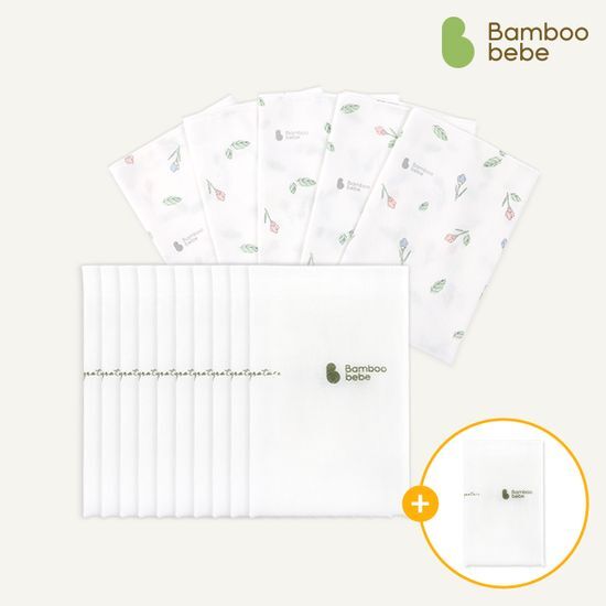 밤부베베 밤부베베 손수건 패키지 (거즈 퓨어 10P+엠보 꽃망울 5P) (+사은품 거즈 퓨어 1P)
