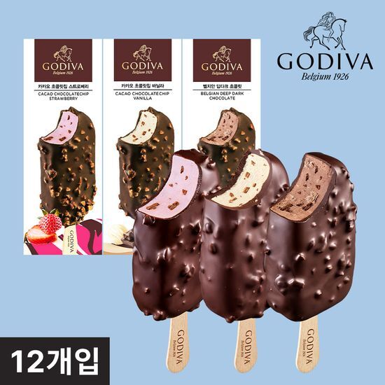 고디바 고디바 아이스크림 바 12개입 (초콜릿+바닐라+스트로베리)