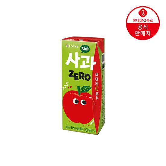 롯데 히야 제로칼로리 과일주스 2종 (복숭아/사과) 200ml 24팩