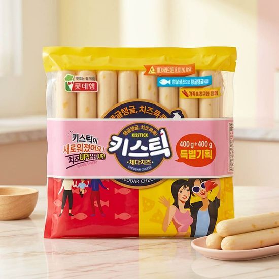 롯데웰푸드 롯데햄 키스틱 체다치즈 400g+400g 특별기획