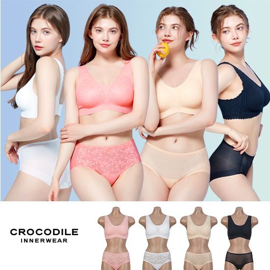 크로커다일 이너웨어 크로커다일 이너웨어 플라워 레이스 브라팬티 4세트 4Color