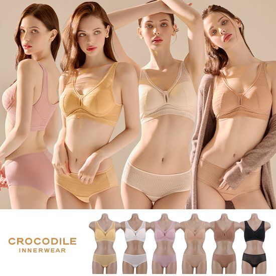 크로커다일 이너웨어 크로커다일 이너웨어 올오버 레이스 에어리핏 브라팬티세트 6Color