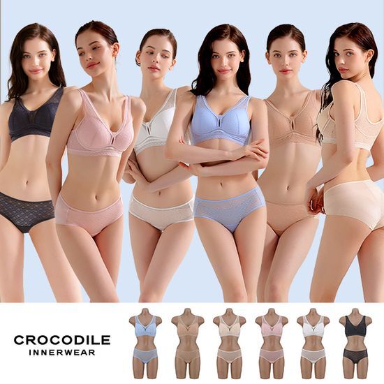 크로커다일 이너웨어 크로커다일 이너웨어 올오버 에어리핏 브라팬티세트 6Color