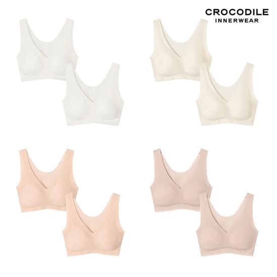 크로커다일 이너웨어 크로커다일 이너웨어 쿨라이트 실키핏 일체형 V넥 브라 2종 4Color