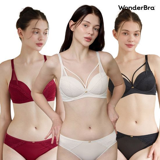 원더브라 Wonderbra 하트핏 노와이어 브라팬티세트 3Color