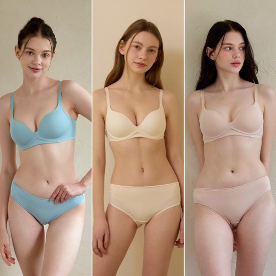 원더브라 Wonderbra 일체형 볼륨 몰드 노와이어 브라팬티 3세트 3Color