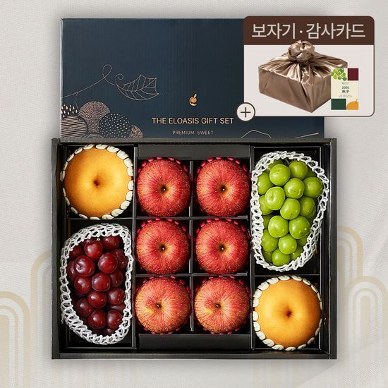 엘로아시스 엘로아시스 프리미엄 네이비 에디션, 사과&배&포도2종 선물세트 4.6kg내외(특품/10입)