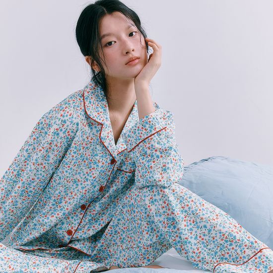 주디앤 주디앤 레이비 여성 클린핏 긴팔 잠옷 세트