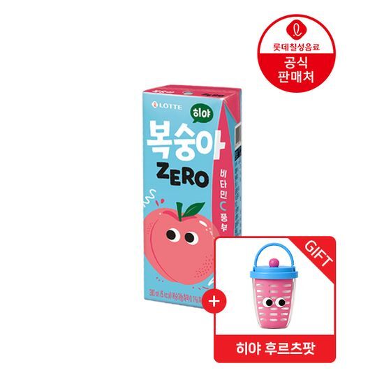 롯데 히야 제로칼로리 과일주스 2종 (복숭아/사과) 200ml 24팩