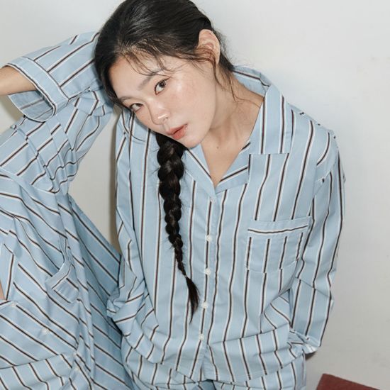 오프아워 오프아워 모카베일 코튼블렌드 긴팔 잠옷 세트